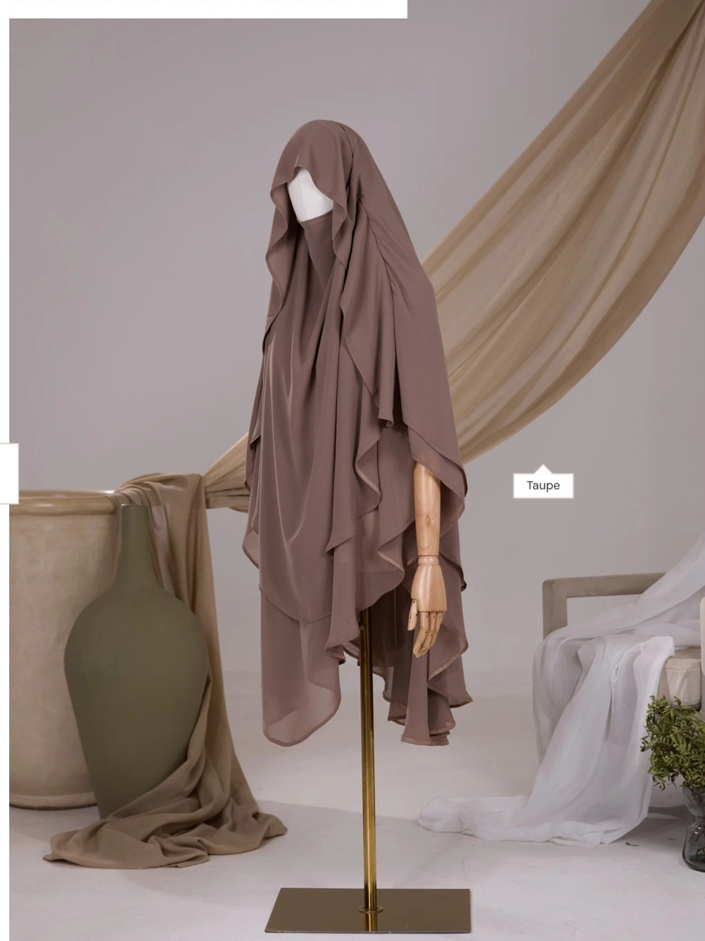 Ayada Taupe Layered Khimar Hijab